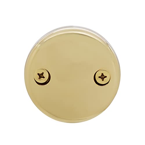 Westbrass D93-2-01 1-1/2" Tip-Toe Bathtub Drain Plug Trim Set with Two-Hole Overflow Faceplate,Polished Brass - color: Polished Brass, size: 1 Pack