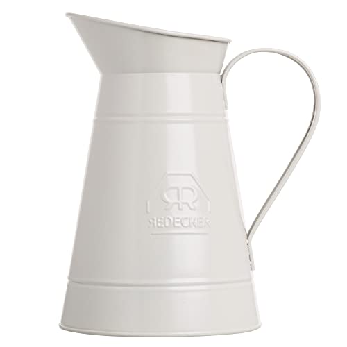 Redecker White Coated Metal Toilet Brush Set with High Grade Nylon Toilet Brush with Oiled Beechwood Handle, Replaceable Head, Vintage Design with Handle and Spout, Made in Germany - color: Toilet Brush With White Metal Holder