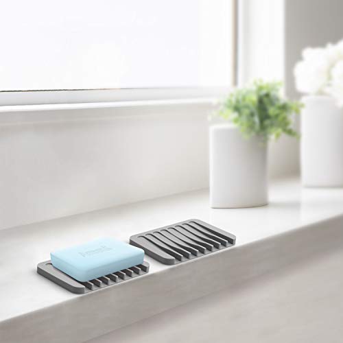 Anwenk 3-Pack Soap Holder for Shower Waterfall Drainer - Flexible Silicone for Shower/Bathroom/Kitchen/Counter Top, Keeps Soap Bars Dry & Clean - Easy to Clean - Grey - color: Grey
