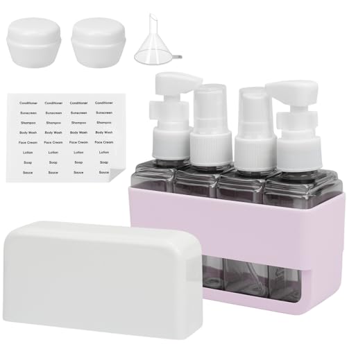TSA Approved Travel Bottles - Leak Proof BPA-Free Plastic Toiletries Bottles for Shampoo, Lotion & Conditioner | Refillable Travel-Size Containers | Airplane Carry-On Essentials (Pink)