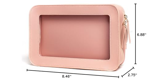 LETGO Clear Makeup Bags, TSA Approved Toiletry Bag with Zipper, Clear Makeup Organizer Fit Carry-on Travel Essentials,Clear Cosmetic Bags for Women Men (C-Pink) - color: C-Pink