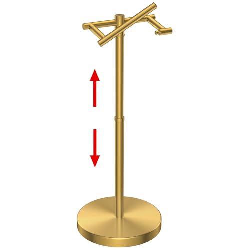 FORIOUS Toilet Paper Holder Stand Adjustable, Freestanding Tissue Roll Holder for Bathroom, Pivoting Design, Durable SUS 304 Stainless Steel Weighted Base Toilet Paper Stand, Storage (Brushed Gold) - color: Brushed Gold