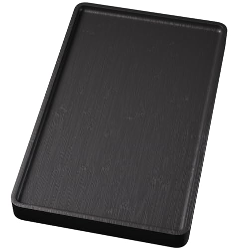 VERTORGAN Bamboo Serving Tray,15.8x9.8 Inch Decorative Trays Platter for Coffee Table,Living Room,Bar,Party,Mini Charcuterie Boards Cheese Board,Home Decor（Black） - color: Black, size: 15.7" x 9.8" x 0.8"