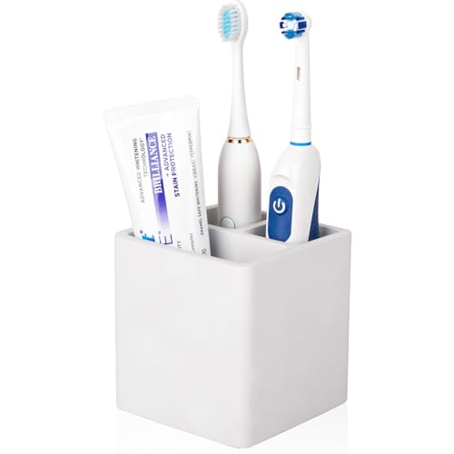 Diatomite Toothbrush Holders Tooth Brush Organizer - Grayish White | Water-Absorbent Material, 3 Slots for Electric Toothbrush and Toothpaste, for Bathroom Countertop, Shower, Vanity - color: Light Gray