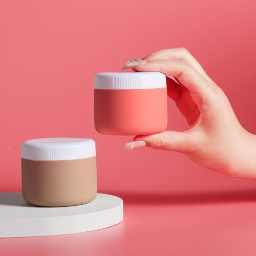 Kuangre Travel Containers for Toiletries, Silicone Cream Jars BPA-Free, Leak-proof 3oz Travel Size Containers, Portable Size Silicone Jars with Lid for Cosmetic Face Hand Body Cream (4 Pack) - color: Terracotta, size: 3 Ounces