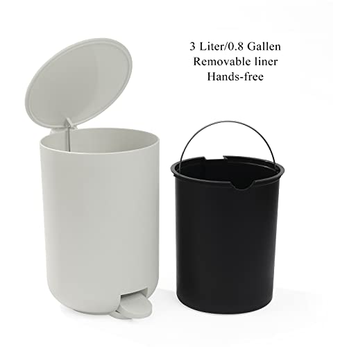 GAHEFY Small Beige White Bathroom Accessories Set with Mini Trash Can 3 Liter/0.8 Gallon,Toothbrush Holder,Soap Dispenser,Vanity Tray,Toilet Brush and Holder (Beige White 5pcs) - style: Beige white 5pcs