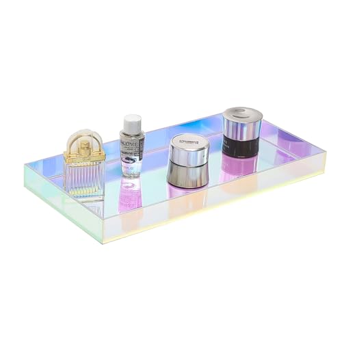 ROYALITA Acrylic Tray Bathroom Tray for Countertop, Guest Towel Holder Tray for Napkin Perfume Jewelry Makeup, Vanity Trays for Soap Dispenser, Aromatherapy, Cup & Candle, Iridescent - color: Iridescent