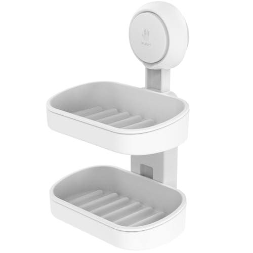 TAILI Soap Holder Soap Dish for Shower, Suction Cup Soap Holder for Shower Wall, Bathroom Accessories, Removable Strong Hold Soap Saver, Drill Free, White 2 Layer - color: White, size: 2 Tier