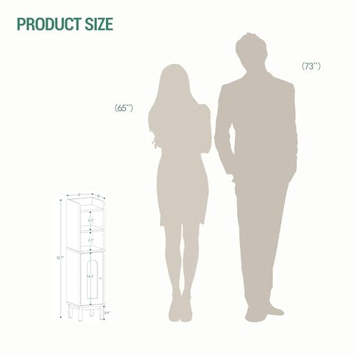 Hzuaneri Bathroom Storage Cabinet, Small Corner Floor Cabinet with Door and Shelves, Narrow Toilet Paper Holder, Bathroom Organizer with Adjustable Shelf, for Small Spaces, White BC08203X - color: White, size: 7.9"D x 7.9"W x 32.7"H