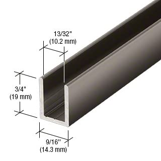 Brixwell SDCD38GM-CCP12 Gun Metal 3/8" Fixed Panel Shower Door Deep U-Channel - 12" Stock Length - color: Gun Metal, size: 12"