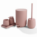 GAHEFY Pink Bathroom Accessories Set with Small Trash Can 3 Liter/0.8 Gallon,Toothbrush Holder,Soap Dispenser,Vanity Tray,Toilet Brush and Holder Pink 5PCS - style: Pink 5pcs