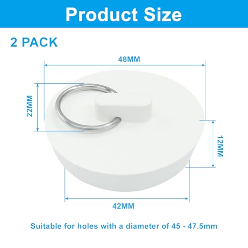 2 Pcs Rubber Drain Stoppers, 1-3/4 Inch Sink Plug | Durable Rubber, Hanging Ring, Universal Fit, For Kitchen Laundry Bathroom Bathtub - style: 1-3/4 Inch