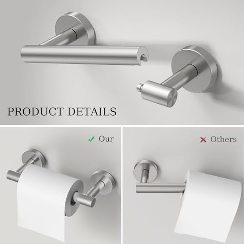 Toilet Paper Holder & Towel Holder, Bathroom Hardware Set-SUS304 Stainless Steel Double Post Pivoting Tissue Roll Holder and Hand Towel Ring Set for Bathroom, RV, Brushed Nickel - color: Brushed Nickel