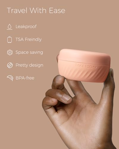 TakeToday Travel Containers for Toiletries, 2oz, 4 Pack, Apricot | Air Travel Leak-Proof, TSA Approved, Silicone Jars with Lid, for Cosmetics & Toiletries - color: Apricot