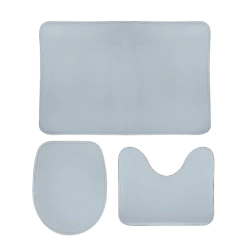 Bathroom Rugs Set 3 Piece Simple Blue Bath Rug Mat Set, Non Slip Absorbent Bathroom Decor Mat, Toilet Lid Cover & U Shaped Contour Rug - color: Simple Blue, size: 1'8" x 2'6" (Rectangular)