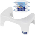Squatty Potty 7″ Toilet Stool + Plant‑Based Flushable Wipes Bundle — Improve Bathroom Posture & Freshness, Spa‑Scented, Flushable & Septic‑Safe - color: White + Wipes