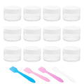 12 Pcs 15ml/0.5oz Small Travel Containers, 4 Pcs Makeup Spatula, Clear Plastic Cosmetic Jar Refillable Roun for Lotion Cream Products Sample Bottles, Plastic with Screw on Lid Container (white) - color: white