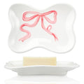 Pink Bow Girls Soap Dish Bathroom Decor Coquette Ceramic Cleaner Dish Bow Soap Holder Aesthetic Preppy Room Decor Saver Tray for Kitchen Sink Bathroom Baby Shower Wedding Gift, Easy Cleaning