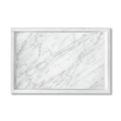 Yew & Tulip Natural Carrara White Marble Vanity Tray, Natural White Marble Serving Tray for Bathroom, Kitchen, Vanity, Home Decor, Wedding etc. (12" x 8" x 1.2") - color: Carrara White