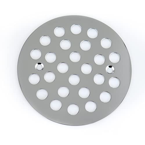 4-1/4 Inch Screw-in Round Floor Drain Cover Replacement Shower Drainer Grates (Chrome) - color: Chrome