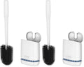 MR.SIGA Toilet Bowl Brush and Holder, Durable and Flexible Bristles, Wall Mounted Toilet Brush for Bathroom Cleaning, White, 2 Pack - color: White, size: 4.8"L x 3.1"W x 15.7"H (Pack of 2)