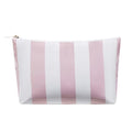 RSRSLEII Large Waterproof Travel Striped Makeup Bag, Aesthetic PVC Toiletry Bag, Coquette Cosmetic Bag, Sunscreen Accessories Storage Organization, Beach Travel Purse(Pink) - color: Pink