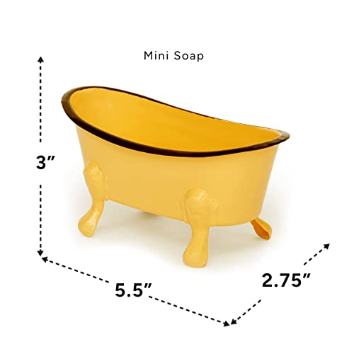 Rustic Enamel 1 Piece 5.5" Metal Clawfoot Mini Bathtub Soap Dish Mini Bath Tub Decoration Clawfoot Tub Soap Caddy Collection (Lemon with Soap) - color: Lemon With Soap