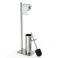 RUACQ Toilet Paper Holder Stand with Toilet Brush and Holder Set, 304 Stainless Steel Bathroom Toilet Tissue Paper Roll Holder Free Standing, Weighted Base, Heavy Duty (Brushed Nickel) - color: Brushed Nickel, size: Free standing