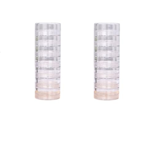 2pack Stackable Cosmetic Jars,7 Layer Clear Plastic Round Storage Jars 5G Multilayer Empty Cosmetic Jewelry Storage Box with Screw Cap Lid