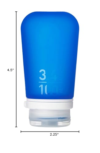 humangear GoToob+ (Large) | Refillable Silicone Travel Bottle | Locking Lid | Food-Safe Material | Dark Blue, Large (3.4 fl.oz.; 100ml) - color: Dark Blue, size: 3.4 Ounces