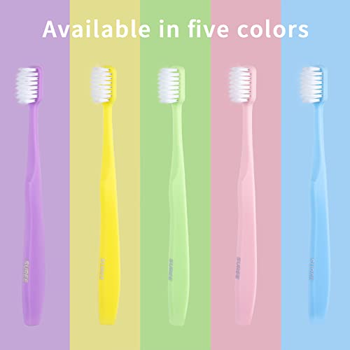 SUREE Extra Soft Toothbrush for Sensitive Teeth and Gums (5 Pack), Ultra Soft Toothbrush with 10000 Micro Nano Bristles for Adults and Elderly - style: 5 Packs (No Case)