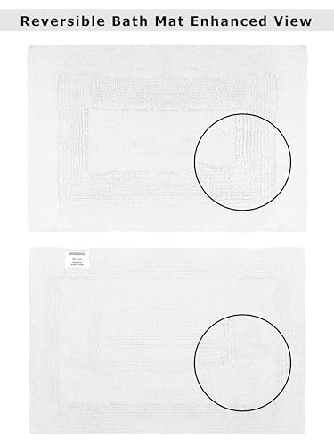 Cotton Craft 2 Piece Reversible Step Out Bath Mat Rug Set 17x24 White, 100% Pure Cotton, Super Soft, Plush & Absorbent, Hand Tufted Heavy Weight Construction, Full Reversible, Rug Pad Recommended - color: White, size: 17x24 Inches