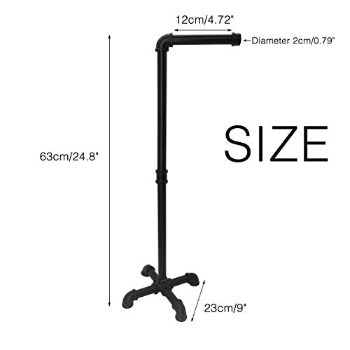 OVOV Industrial Freestanding Toilet Paper Holder Metal Rustic Paper Roll Holder Stand for Bathroom Storage Organization (Black) 24.8"