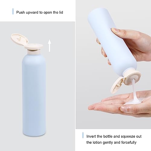 ASEVAT 8.8 oz Plastic Travel Refillable Shampoo Bottles, Empty Squeeze Bottles with Flip Cap, Travel Containers for Shampoo, Conditioner, Lotion, Cream and Liquids (4 Pcs) - color: Blue, size: 8.8 Ounces