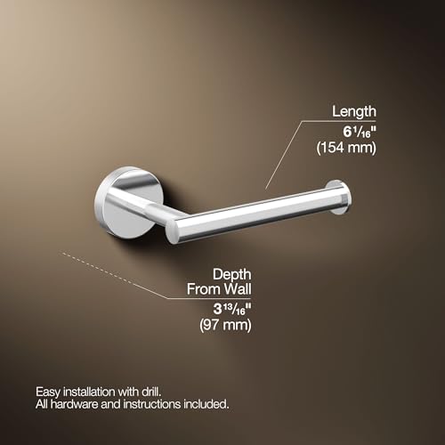 KOHLER K-27292-CP Elate Toilet Paper Holder, Minimalist Design, Premium Durable Metal, Corrosion Resistant, Polished Chrome - color: Polished Chrome