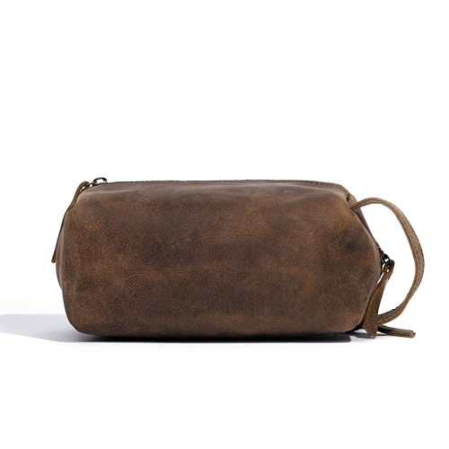 KomalC Travel Toiletry Bag – Premium Leather Dopp Kit for Men & Women with Water-Resistant Lining & Spacious Zippered Organizer - style: 3 Zip Hunter
