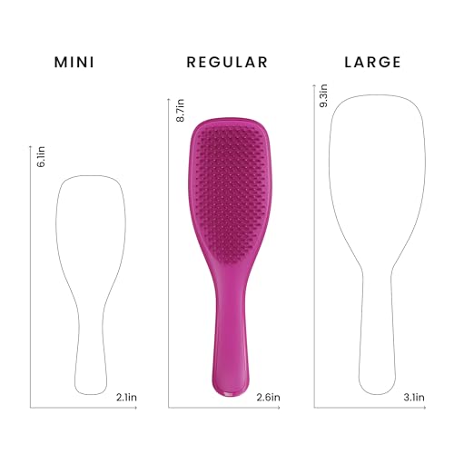 Tangle Teezer Ultimate Detangler Brush, Straight to Wavy, Raspberry | Patented two-tier, regular-flex teeth reduce breakage & split ends on wet or dry hair; Shower-friendly hairbrush for all ages - color: Electric Raspberry