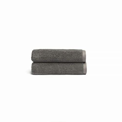 Cozy Earth Ribbed Hand Towel Set - 60% Cotton 40% Viscose from Bamboo Hand Towels - Soft & Absorbent Textured Ribbed Pattern - 2 Pack Charcoal - color: Charcoal, size: Hand Towel