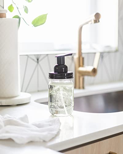 Jarmazing Products Mason Jar Foaming Soap Dispenser Lids - Includes Waterproof Stickers! Black - 1 Pack - color: Black, size: Pack of 1