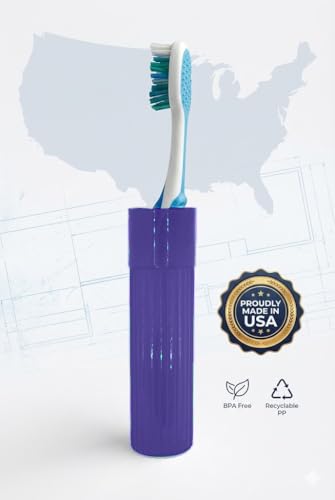 American Comb Toothbrush Holder - Purple, Made in USA, with Ventilation Holes, for Toothbrush Covers, Toothbrush Holder, Toothbrush Soft, Durable Design, Hygienic Bathroom Accessory - color: Purple