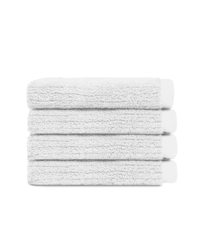 Cozy Earth Ribbed Washcloth Set - 60% Cotton 40% Viscose from Bamboo Bathroom Washcloths - Soft & Absorbent Textured Ribbed Pattern - 4 Pack White - color: White, size: Washcloth