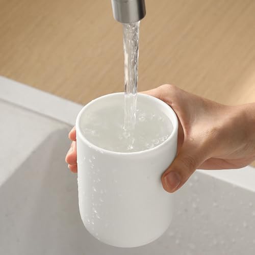 White Toothbrush Cup, Bathroom Cup, Unbreakable Toothbrush Holders for Bathroom, Reusable Plastic Cups for Drinking, Dishwasher Safe,11 Oz, 2 PCS(White&White)