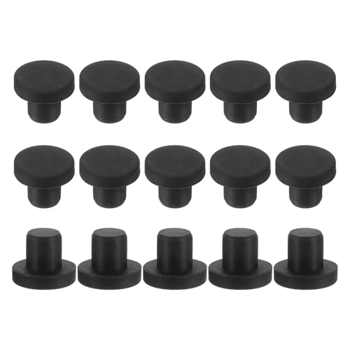 uxcell 15Pcs Silicone Hole Plug, Waterproof Solid T-Shaped Rubber Stoppers Bottle Seal Tube Pipe Plug End Cap for 8mm/0.31" Hole for Bathtub Bottle, 0.35" Plug Height, Black - color: Black, size: For 8mm/0.31" Hole, 0.35" Plug Height