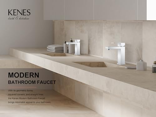 KENES Chrome Bathroom Faucet Single Handle Bathroom Sink Faucet Lavatory Vanity Faucet with Pop Up Drain & Water Supply Lines LJ-9031-5 - color: Chrome, size: Short