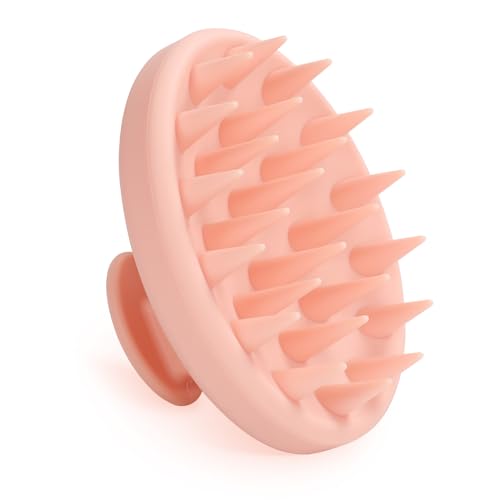 Meartchy Silicone Scalp Massager, Scalp Scrubber for Hair Growth with Soft Bristles, Scalp Exfoliator Brush Dandruff Removal Shampoo Brush for Wet Dry Scalp Care (Pale Pink) - color: Pale Pink