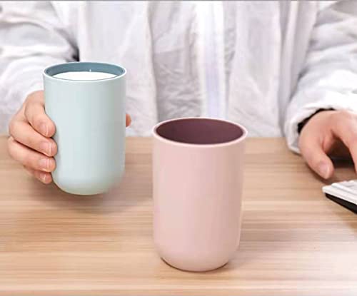 Unbreakable Reusable Drinking Cups Set of 2 Colors, Plastic Toothbrush Cup Tumblers 300 ml/10.5 oz, Dishwasher Safe (Light blue & Light pink) - color: Light blue & Light pink