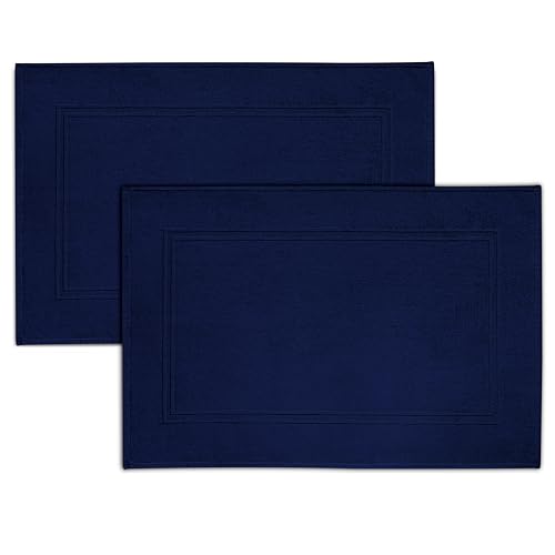 Tens Towels Pack of 2 Bath Mats 100% Cotton, 20 x 32 Inches, Super Absorbent, Hotel Quality Premium Floor Towels, Luxurious, Soft & Quick Dry, Not a Bathroom Rug, Navy - color: Navy