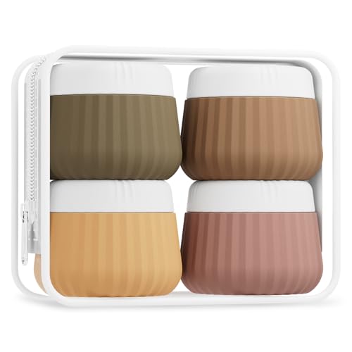 Mrsdry Travel Containers for Toiletries 4 Pack, TSA Approved Travel Size Toiletries, Travel Size Containers, With Clear Bag Leak Proof Silicone Jars, Travel Essentials Creams Jars Carrying Small Items - color: Apricot, size: 1 oz