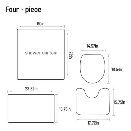 Royal Blue Rose Shower Curtain Set 4Pcs Floral Flower Butterfly Gray Grey Navy Antique Elegant Bathroom Curtains Toilet Lid Cover U Shaped Mat Non-Slip Rug Fabric Polyester 60x72 Inch - color: Royal Blue