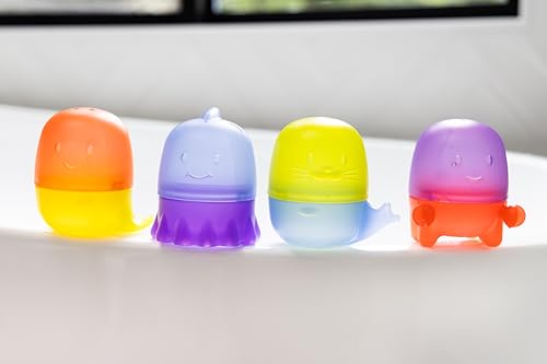 Ubbi Translucent Interchangeable Silicone Bath Toys for Baby and Toddler, Mix and Match Ocean Animal Water Toys, Set of 4 - color: Translucent Interchangeable Critters